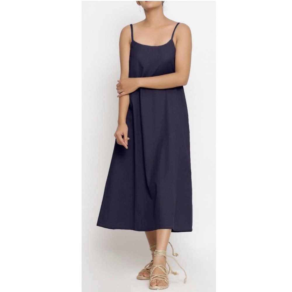 Soler LTD Lightweight Cotton Flax Strappy A-Line Midi Maxi Slip Dress Size Large